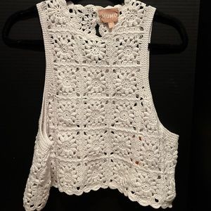 Show Me Your Mumu Laguna Top Women's Small White Daisy Crochet Top